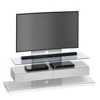 Jessie TV Stand In White Metal And Platinum Grey Glass