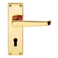 Jedo Victorian Brass Straight Door Handle On Backplate