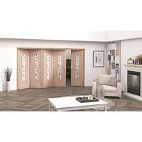 Jeld-Wen Oak Mackintosh Inspired 4 Light Glazed Fold Sliding Internal Door 2047x3538x35mm 4+1