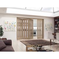 Jeld-Wen Aston 3 Light Clear Glazed White Oak Room Fold Sliding Internal Door 2047x2545x35mm 3+1