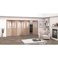 Jeld-Wen Oak Mackintosh Inspired 2 Light Glazed Fold Sliding Internal Door 2047x4227x35mm 5+1