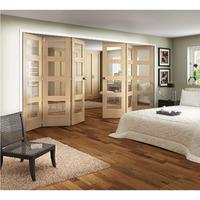 Jeld-Wen White Oak 4 Light Clear Glazed Fold Sliding Shaker Internal Door 2047x4227x35mm 3+3