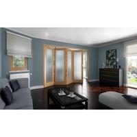 Jeld-Wen White Oak 1 Light Obscure Glazed Fold Sliding Shaker Internal Door 2047x2545x35mm 4+0