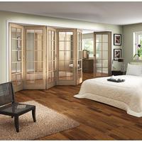 Jeld-Wen Internal Oak Room Fold Sliding Huntingdon Door With Clear Glass 2047x3771x35mm 5+1