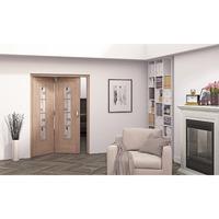 Jeld-Wen Oak Mackintosh Inspired 4 Light Glazed Fold Sliding Internal Door 2047x1471x35mm 2+0