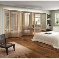 Jeld-Wen Internal Oak Room Fold Sliding Huntingdon Door With Clear Glass 2047x3771x35mm 6+0