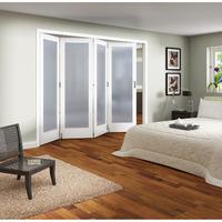 Jeld-Wen Shaker White Primed 1 Light Obscure Glazed Fold Sliding Internal Door 2047x2849x35mm 4+0