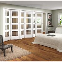 Jeld-Wen Shaker White Primed 4 Lite Clear Glazed Fold Sliding Internal Door 2047x4227x35mm 6+0