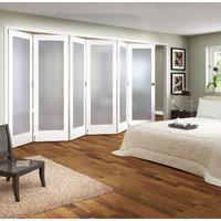 Jeld-Wen Shaker White Primed 1 Light Obscure Glazed Fold Sliding Internal Door 2047x3771x35mm 6+0