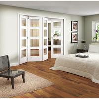 Jeld-Wen Shaker White Primed 4 Lite Clear Glazed Fold Sliding Internal Door 2047x2849x35mm 3+1