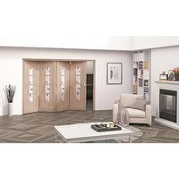 Jeld-Wen Oak Mackintosh Inspired 4 Light Glazed Fold Sliding Internal Door 2047x2849x35mm 4+0