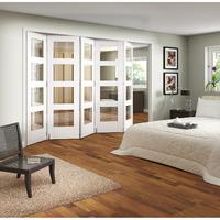 Jeld-Wen Shaker White Primed 4 Lite Clear Glazed Fold Sliding Internal Door 2047x3158x35mm 5+0