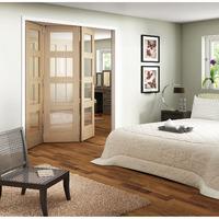 Jeld-Wen White Oak 4 Light Clear Glazed Fold Sliding Shaker Internal Door 2047x2157x35mm 3+0