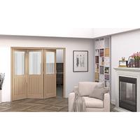 Jeld-Wen Oregon Cottage White Oak Etched Glazed Fold Sliding Internal Door 2047x2157x35mm 3+0