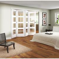 Jeld-Wen Shaker White Primed 4 Lite Clear Glazed Fold Sliding Internal Door 2047x2849x35mm 4+0