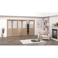 Jeld-Wen Oregon Cottage White Oak Etched Glazed Fold Sliding Internal Door 2047x3538x35mm 4+1