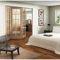 Jeld-Wen Internal Oak Room Fold Sliding Huntingdon Door With Clear Glass 2047x2157x35mm 3+0