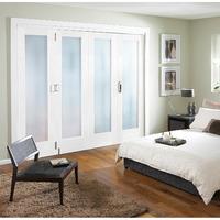 Jeld-Wen Shaker White Primed 1 Light Obscure Glazed Fold Sliding Internal Door 2047x2545x35mm 3+1