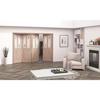 Jeld-Wen Oak Mackintosh Inspired 2 Light Glazed Fold Sliding Internal Door 2047x2849x35mm 3+1