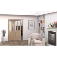 Jeld-Wen Oregon White Oak 2 Light Clear Glazed Fold Sliding Internal Door 2047x1471x35mm 2+0