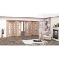 Jeld-Wen Oak Mackintosh Inspired 4 Light Glazed Fold Sliding Internal Door 2047x4227x35mm 3+3