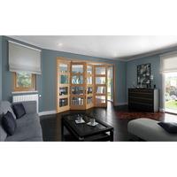 Jeld-Wen White Oak 4 Light Clear Glazed Fold Sliding Shaker Internal Door 2047x2545x35mm 4+0