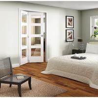 Jeld-Wen Shaker White Primed 4 Lite Clear Glazed Fold Sliding Internal Door 2047x1319x35mm 2+0