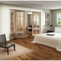 Jeld-Wen Internal Oak Room Fold Sliding Huntingdon Door With Clear Glass 2047x2846x35mm 3+1