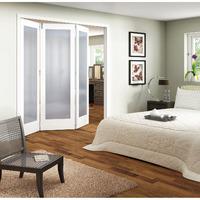 Jeld-Wen Shaker White Primed 1 Light Obscure Glazed Fold Sliding Internal Door 2047x1929x35mm 3+0