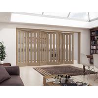 Jeld-Wen Aston 3 Light Clear Glazed White Oak Room Fold Sliding Internal Door 2047x3771x35mm 6+0