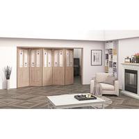 Jeld-Wen Oak Mackintosh Inspired 2 Light Glazed Fold Sliding Internal Door 2047x3538x35mm 5+0