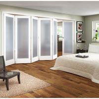 Jeld-Wen Shaker White Primed 1 Light Obscure Glazed Fold Sliding Internal Door 2047x3771x35mm 5+1