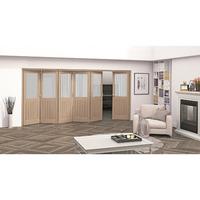 Jeld-Wen Oregon Cottage White Oak Etched Glazed Fold Sliding Internal Door 2047x4227x35mm 5+1