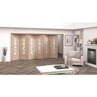 Jeld-Wen Oak Mackintosh Inspired 4 Light Glazed Fold Sliding Internal Door 2047x4227x35mm 6+0