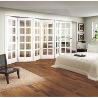 Jeld-Wen Shaker White Primed 10 Lite Clear Glazed Fold Sliding Internal Door 2047x3771x35mm 6+0