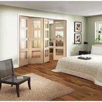 Jeld-Wen White Oak 4 Light Clear Glazed Fold Sliding Shaker Internal Door 2047x2849x35mm 3+1