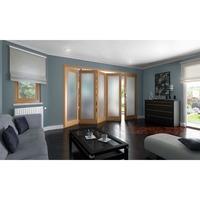 Jeld-Wen White Oak 1 Light Obscure Glazed Fold Sliding Shaker Internal Door 2047x3158x35mm 4+1