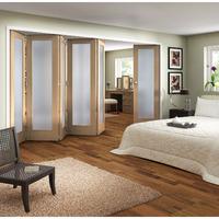 Jeld-Wen White Oak 1 Light Obscure Glazed Fold Sliding Shaker Internal Door 2047x3771x35mm 5+1