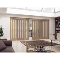 Jeld-Wen Aston 3 Light Obscure Glazed White Oak Room Fold Sliding Internal Door 2047x4227x35mm 3+3