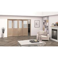 Jeld-Wen Oregon Cottage White Oak Etched Glazed Fold Sliding Internal Door 2047x2849x35mm 4+0