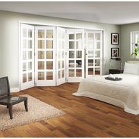 Jeld-Wen Shaker White Primed 10 Lite Clear Glazed Fold Sliding Internal Door 2047x3158x35mm 4+1