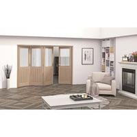 Jeld-Wen Oregon Cottage White Oak Etched Glazed Fold Sliding Internal Door 2047x2849x35mm 3+1