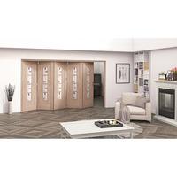 Jeld-Wen Oak Mackintosh Inspired 4 Light Glazed Fold Sliding Internal Door 2047x3538x35mm 5+0