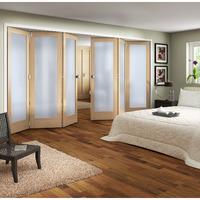 Jeld-Wen White Oak 1 Light Obscure Glazed Fold Sliding Shaker Internal Door 2047x3771x35mm 3+3