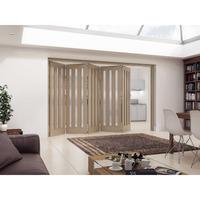 Jeld-Wen Aston 3 Light Obscure Glazed White Oak Room Fold Sliding Internal Door 2047x3538x35mm 5+0