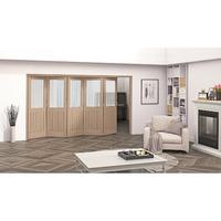 Jeld-Wen Oregon Cottage White Oak Etched Glazed Fold Sliding Internal Door 2047x3538x35mm 5+0