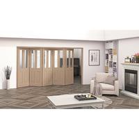 Jeld-Wen Oregon White Oak 2 Light Clear Glazed Fold Sliding Internal Door 2047x3538x35mm 5+0