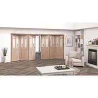 Jeld-Wen Oak Mackintosh Inspired 2 Light Glazed Fold Sliding Internal Door 2047x4227x35mm 3+3