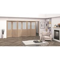 Jeld-Wen Oregon Cottage White Oak Etched Glazed Fold Sliding Internal Door 2047x4227x35mm 6+0