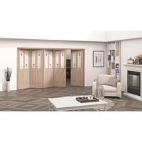 Jeld-Wen Oak Mackintosh Inspired 2 Light Glazed Fold Sliding Internal Door 2047x3538x35mm 4+1